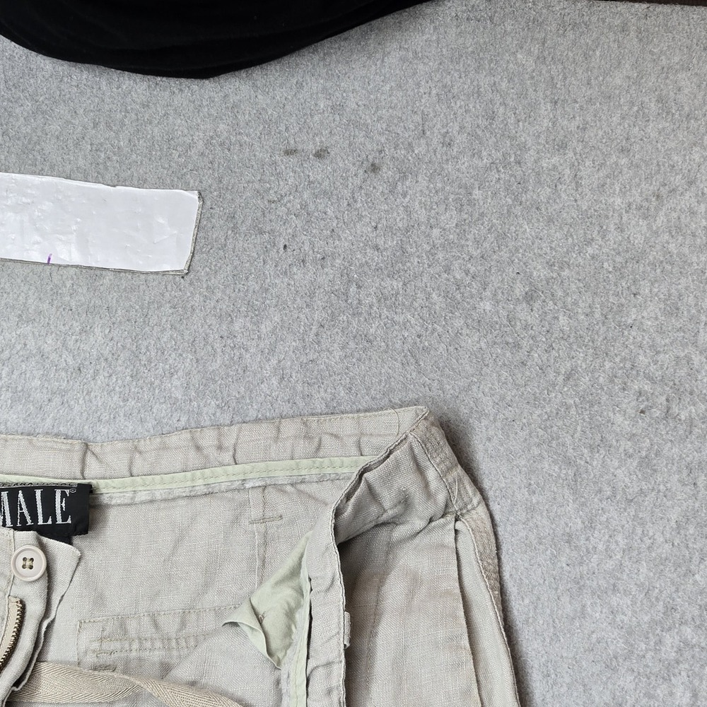 International Male Men Pants 34 Beige Linen Dress Pants Button 30" Inseam - Picture 5 of 14